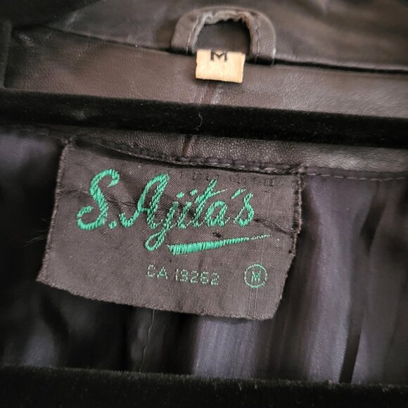 VTG S. Ajita Genuine Leather Oversized Jacket - Medium - Sequined Sleeves - Picture 11 of 12